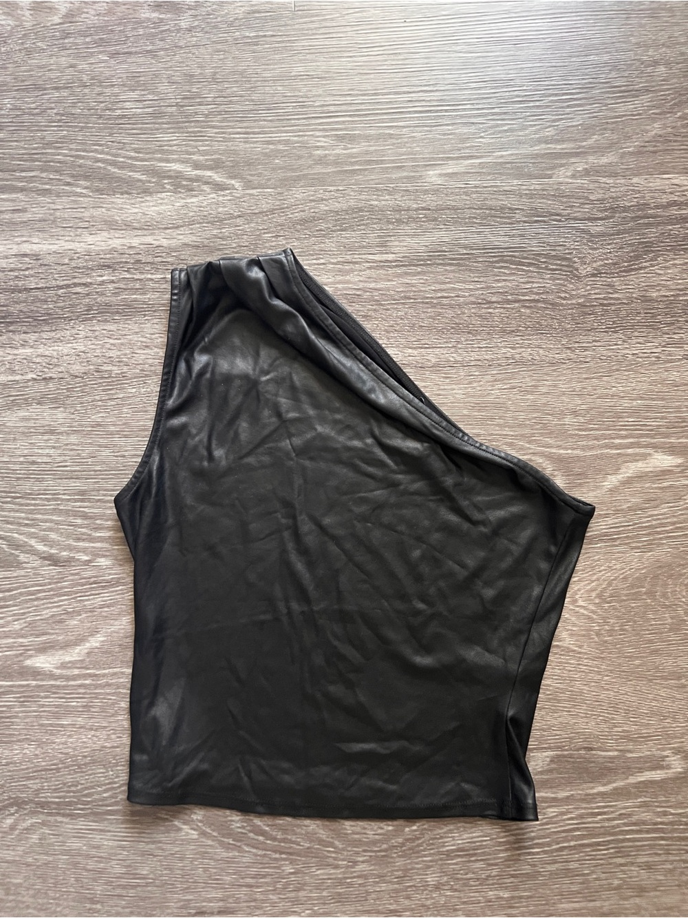 One-Shoulder Black Women’s Top Leather look